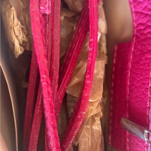 Women's Fuchsia Leather Wristlet Bag - Picture 2 of 3